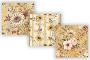 Sunflower Soft Toile Digital Paper Pack Graphic by Florid Printables ...