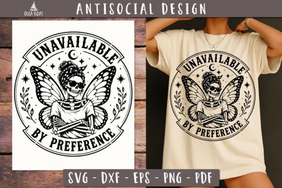 Unavailable by Preference Skull SVG PNG Illustration Graphiques AI Par Olga Boat Design