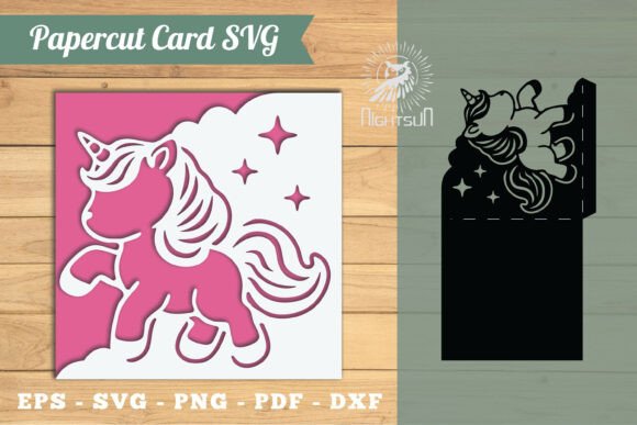 Unicorn Papercut Card SVG 1