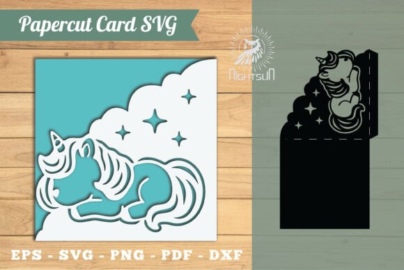 Unicorn Papercut Card SVG 2
