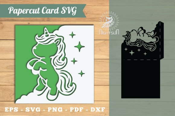 Unicorn Papercut Card SVG 3