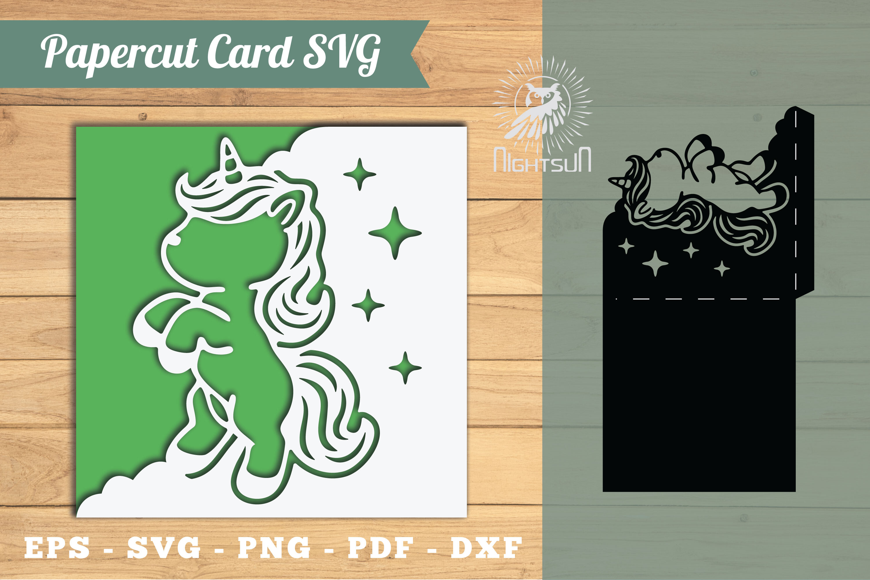 Unicorn Papercut Card SVG 3