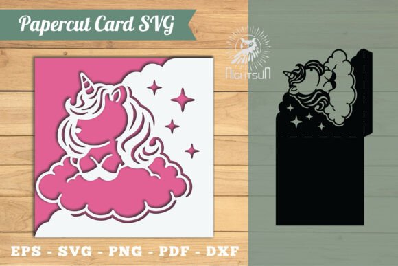 Unicorn Papercut Card SVG 4