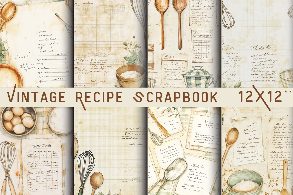 Vintage Recipe Scrapbook Paper