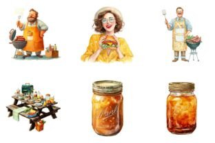 Watercolor BBQ Barbecue Clipart Graphic by Print Magic · Creative Fabrica