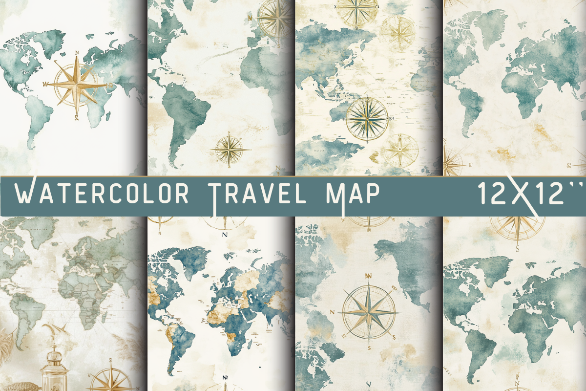 Watercolor Travel Map Wallpaper