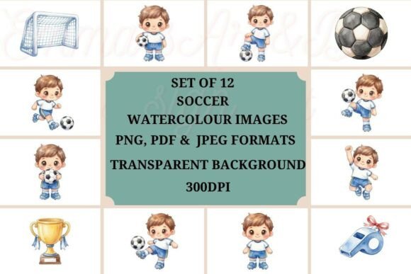 Watercolour Soccer Boy Clipart