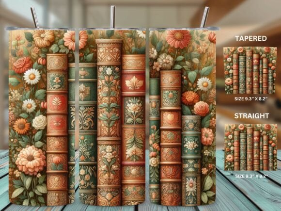 Antique Book Spines & Roses Tumbler Wrap