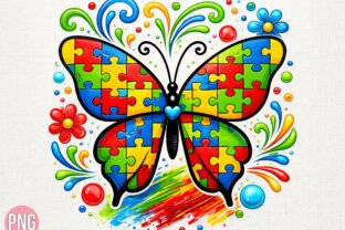 Autism Butterfly Colorful Puzzle PNG Graphic by MERA STORE · Creative ...
