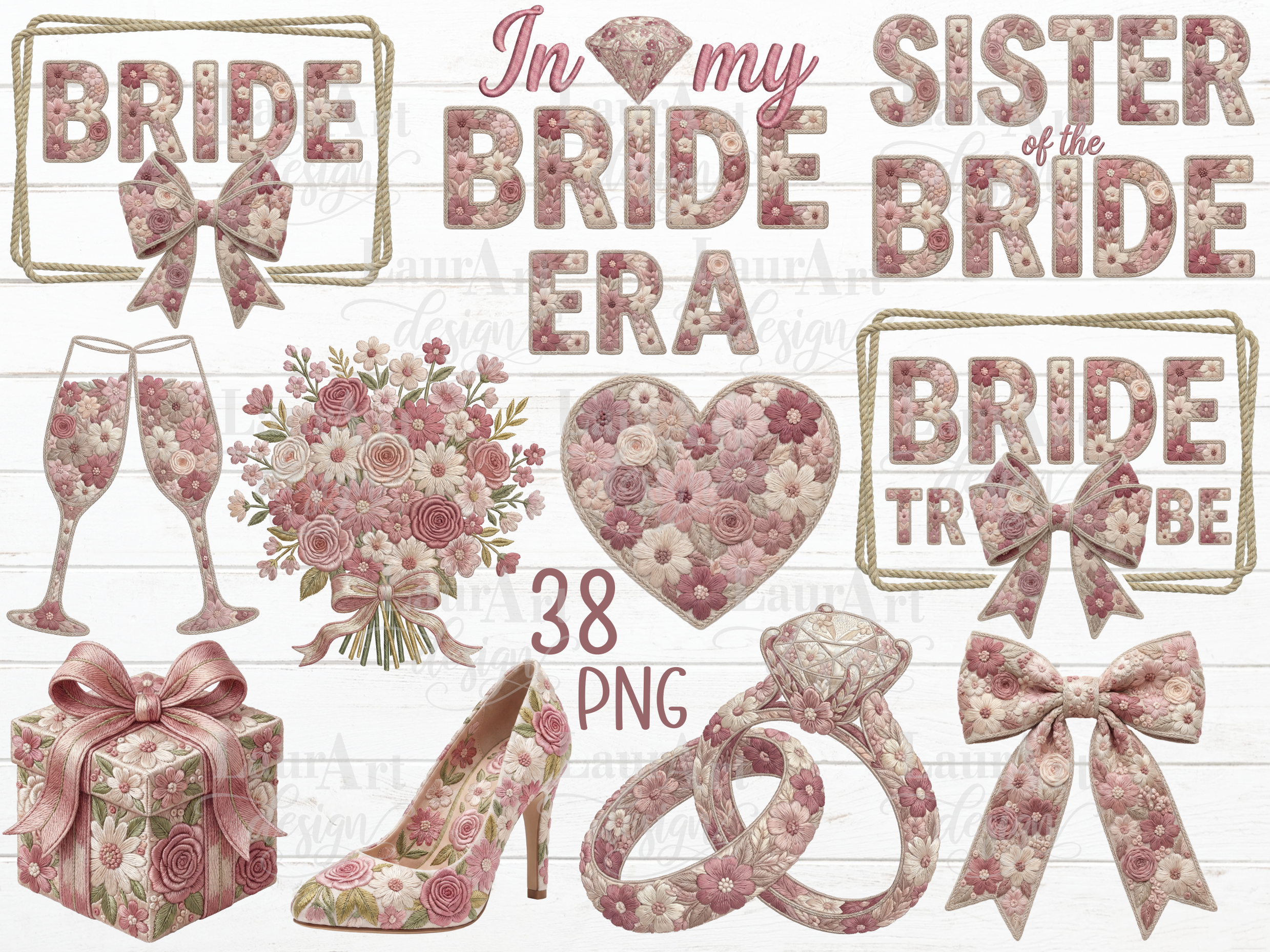 Bachelorette Floral Wedding Clipart PNG - photo 1