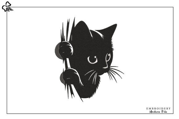 Black Cat Embroidery Design