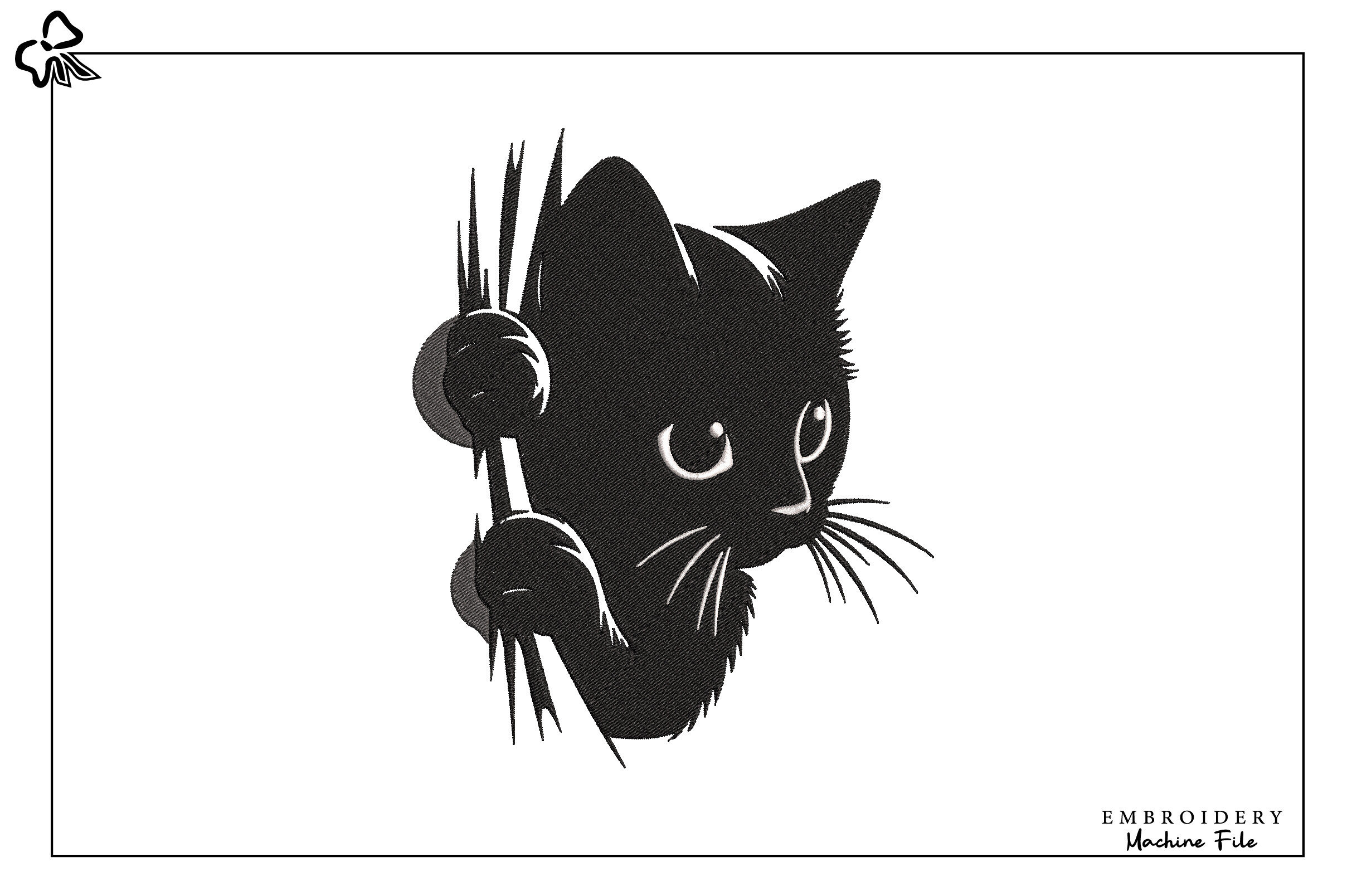 Black Cat Embroidery Design