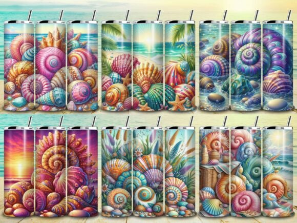 Colorful Seashells Tumbler Wrap Bundle