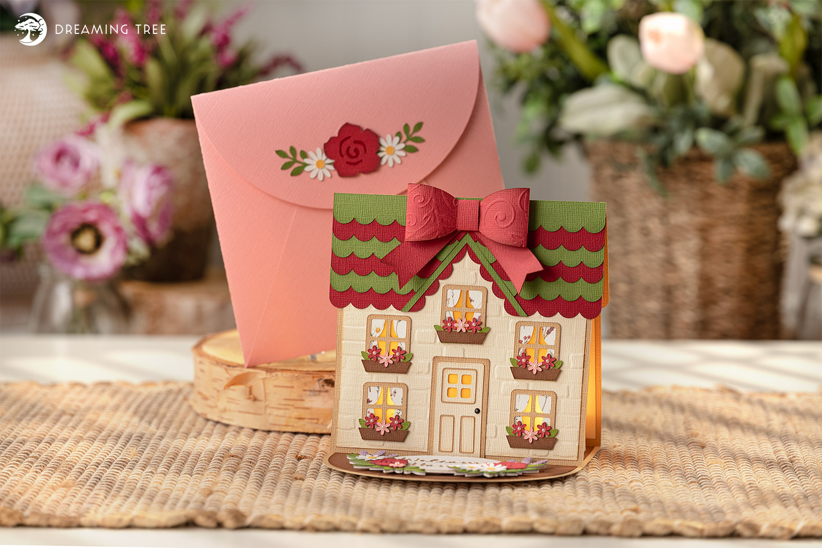 Cozy Cottage Card SVG layered Cricut housewarming card
