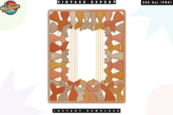 Crochet Mermaid Tail Frame Border PNG