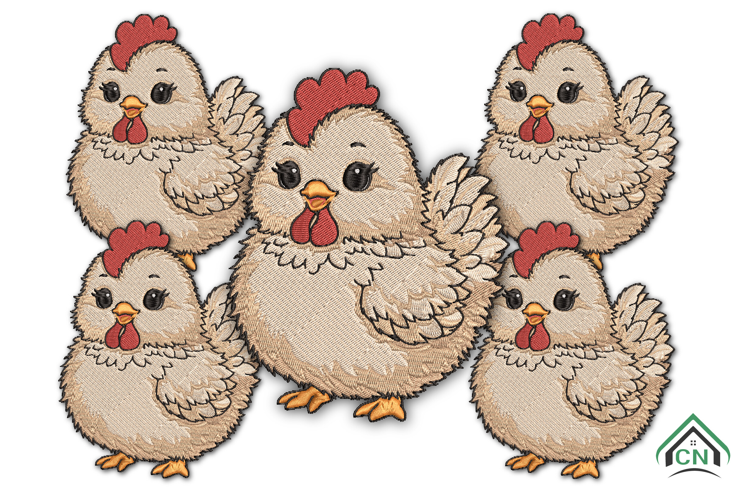 Cute Fluffy Chicken Embroidery Design