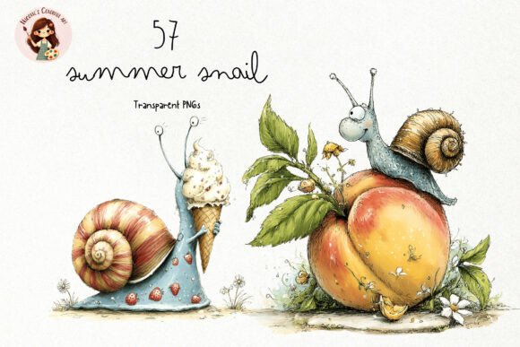 Cute Summer Snail PNG Clipart Grafik Druckbare Illustrationen Von Nicolle's Colorful Art