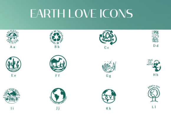 Earth Love Icons Font PNG with transparent background - Preview 1