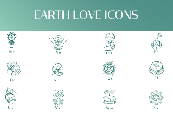 Earth Love Icons Font PNG with transparent background - Preview 2