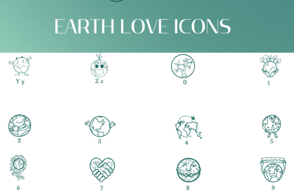 Earth Love Icons Font PNG with transparent background - Preview 3