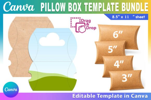 Editable Pillow Box Template Bundle