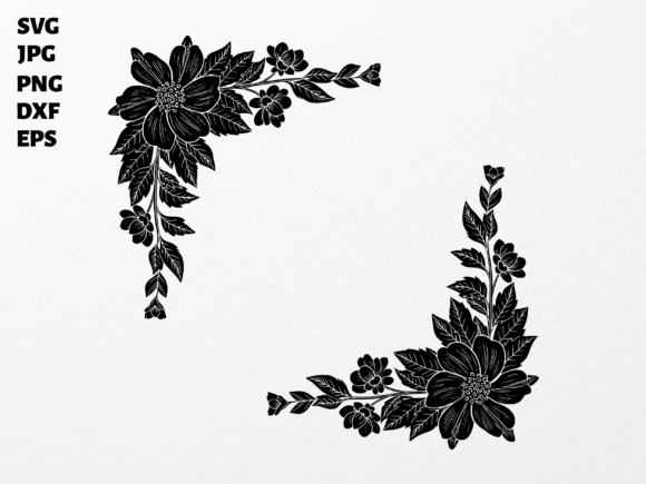 Elegant Floral Corner Frame SVG