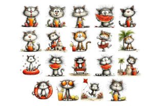 Funny Summer Beach Cat PNG Clipart Graphic by Nicolle's Colorful Art ...