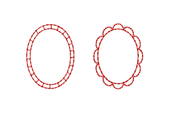 Oval Frame Redwork
