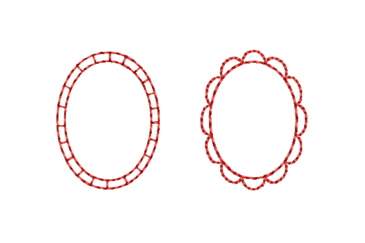 Oval Frame Redwork