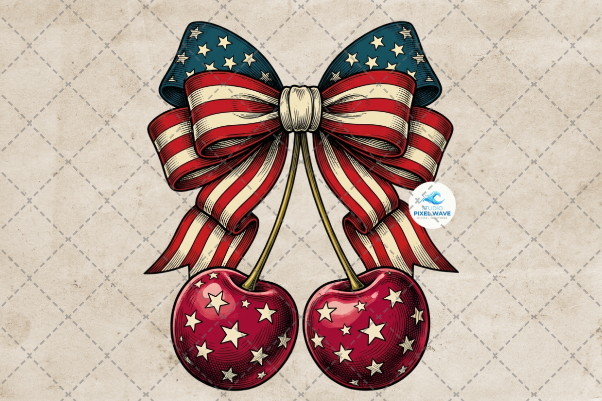Patriotic Cherry Bow 4th of July PNG Graphic by studiopixelwave ...