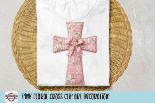 Pink Floral Cross Clip Art Decoration Graphic by BbowDesign · Creative ...