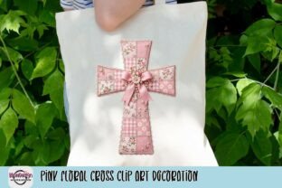 Pink Floral Cross Clip Art Decoration Graphic by BbowDesign · Creative ...