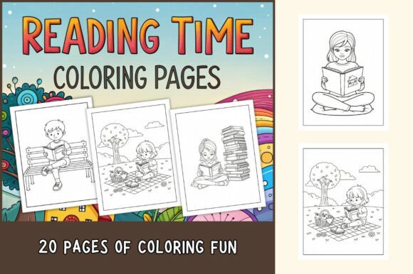 Reading Time Coloring Pages for Kids