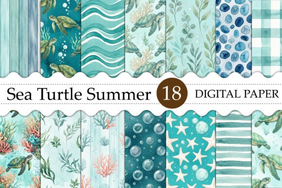 Sea Turtle Summer Seamless Pattern Grafik Hintegründe Von Ak Artwork