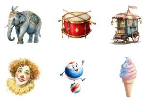 Watercolor Circus Clipart Bundle Png Graphic by Print Magic · Creative ...