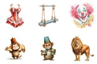 Watercolor Circus Clipart Bundle Png Graphic by Print Magic · Creative ...