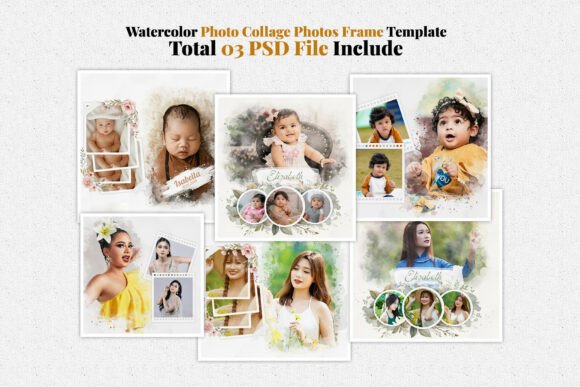 Watercolor Photo Collage Template