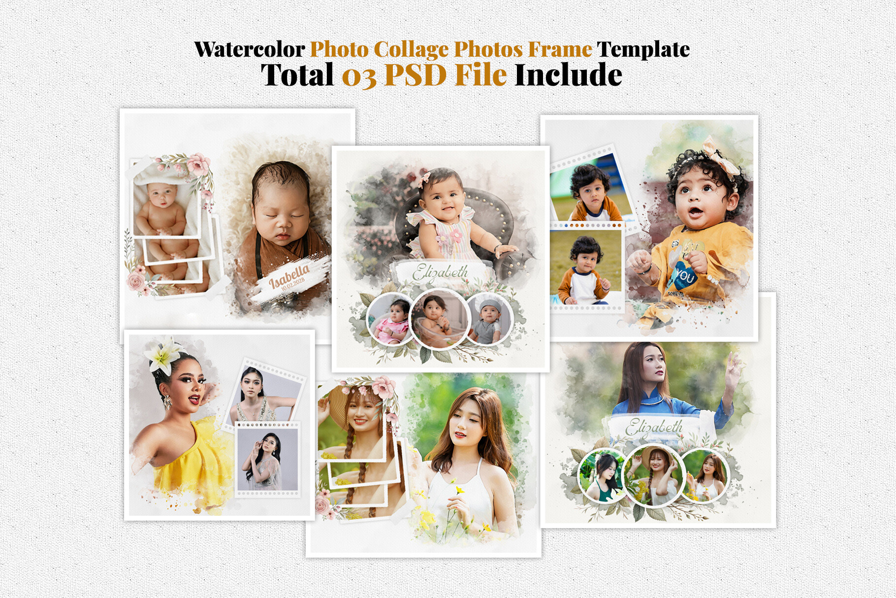 Watercolor Photo Collage Template