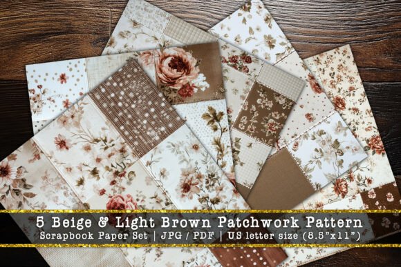 Beige & Light Brown Patchwork Scrapbooks