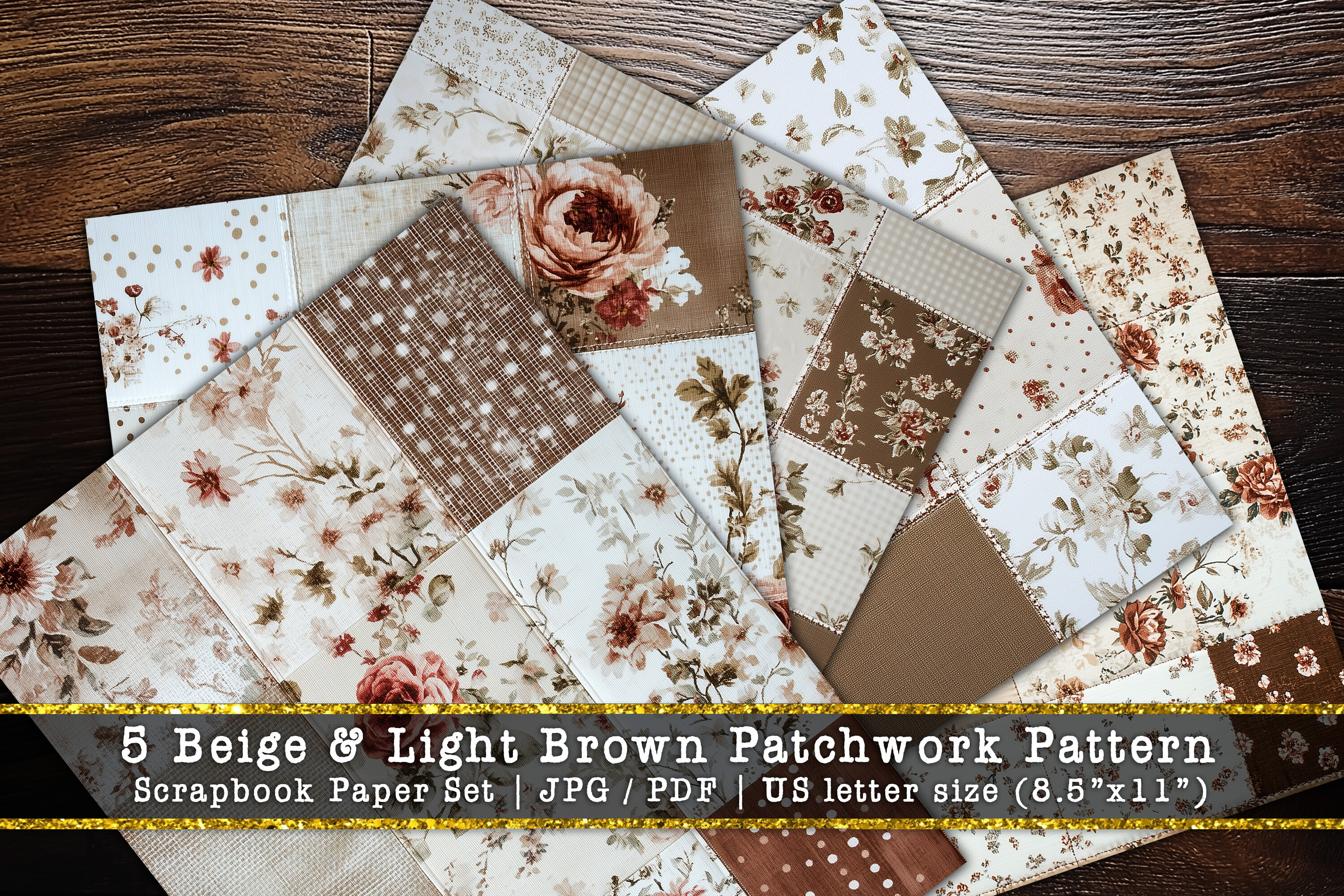 Beige & Light Brown Patchwork Scrapbooks