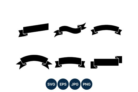 Black Banner Ribbon Vector Set Gráfico Ilustrações para Impressão Por DesignVectx