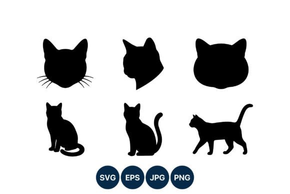 Black Cat Silhouette Vector Grafika Ilustracje do Druku Przez DesignVectx