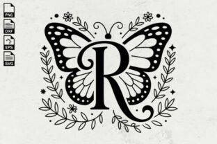 Butterfly Monogram R SVG Floral Alphabet Graphic by BlackCatArea ...