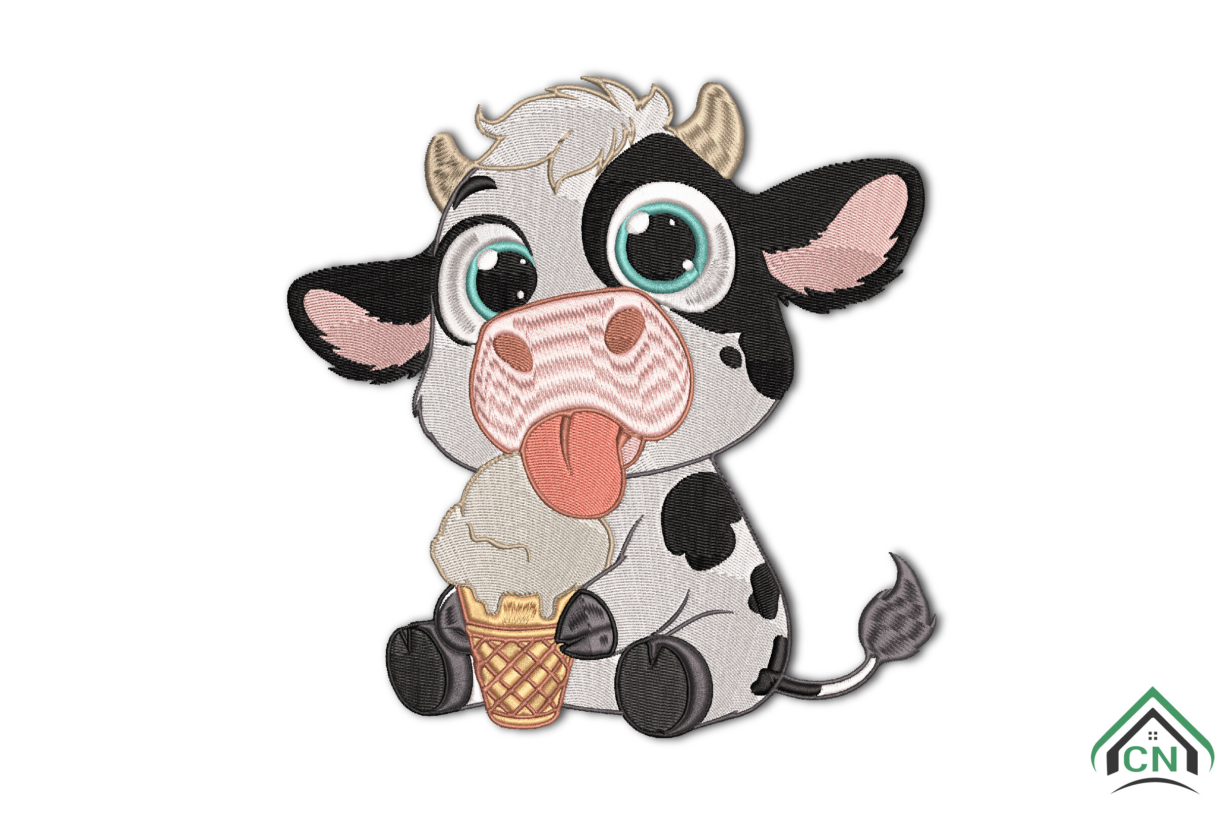 Cute Baby Cow Embroidery Design