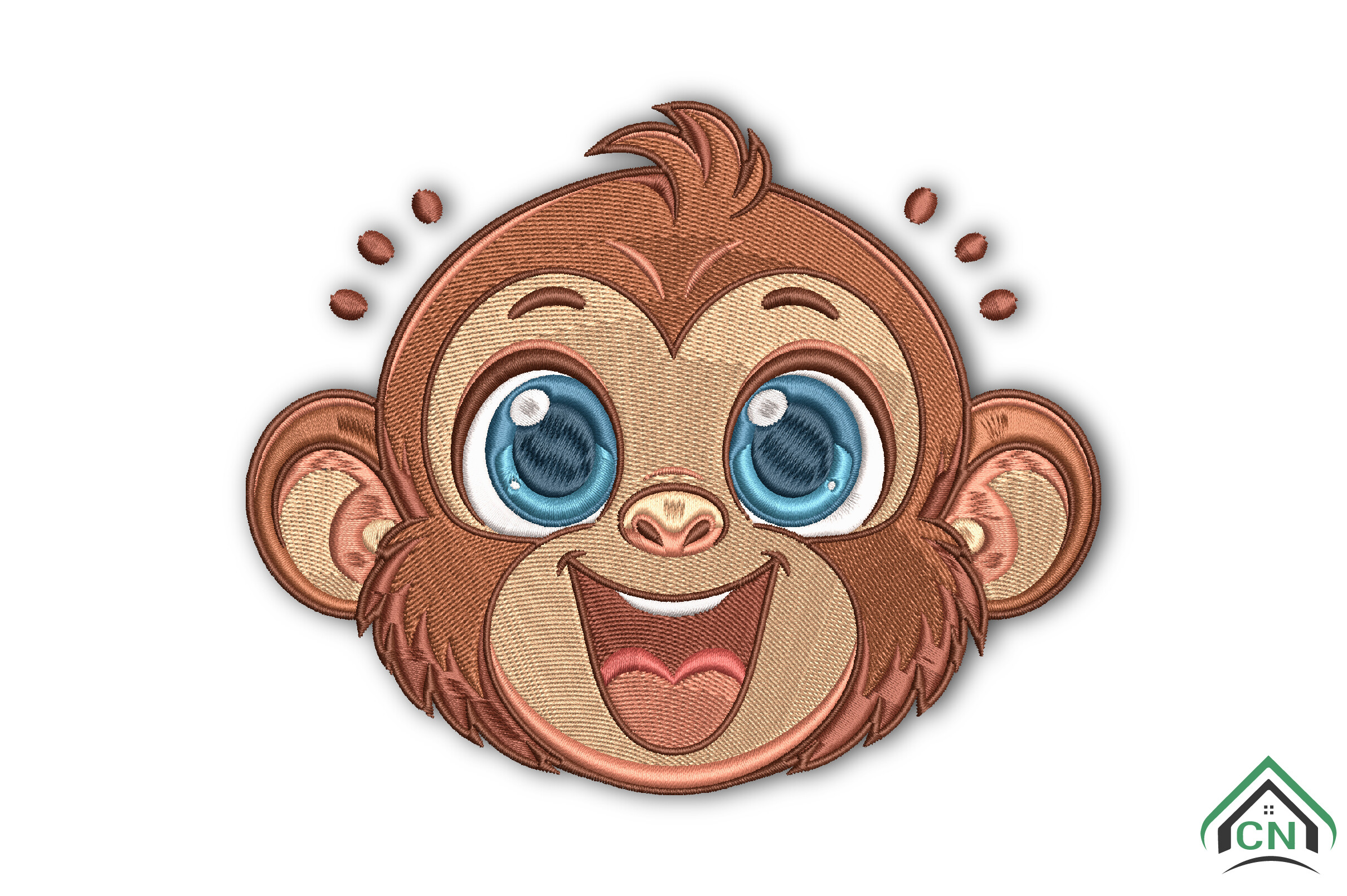 Cute Monkey Face Embroidery Design