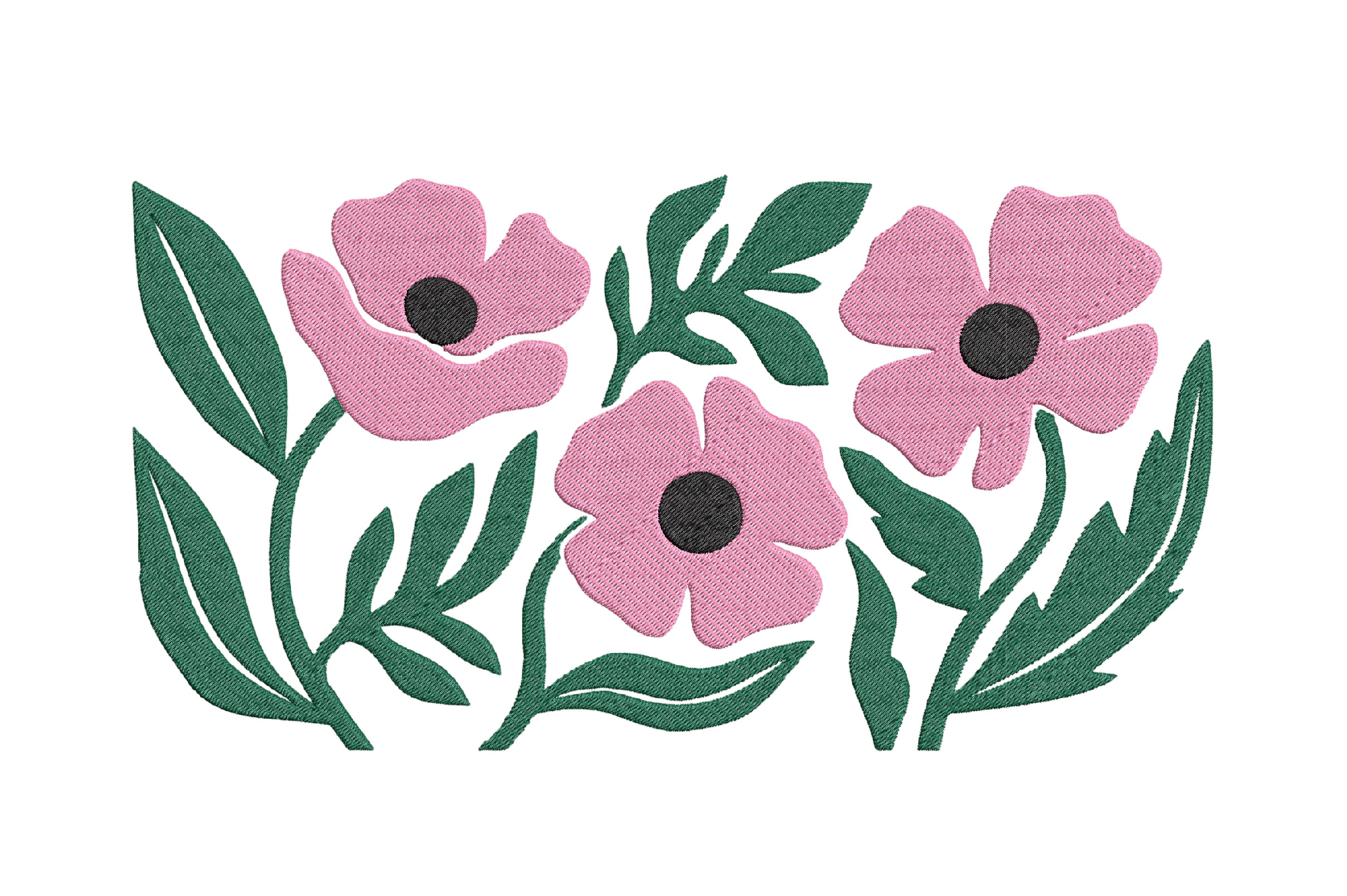 Embroidery Pink Poppies Design