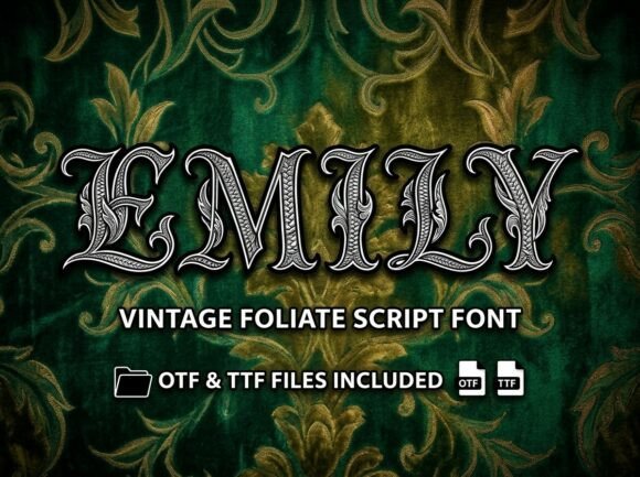 Preview specimen of Emily blackletter font