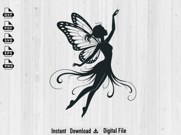 Fairy Silhouette SVG File, Fairy Vector Graphic by Dipa10 · Creative ...