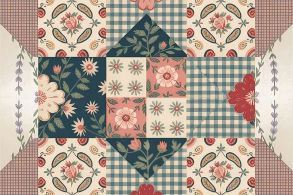 Grandmillennial Patchwork Floral Art