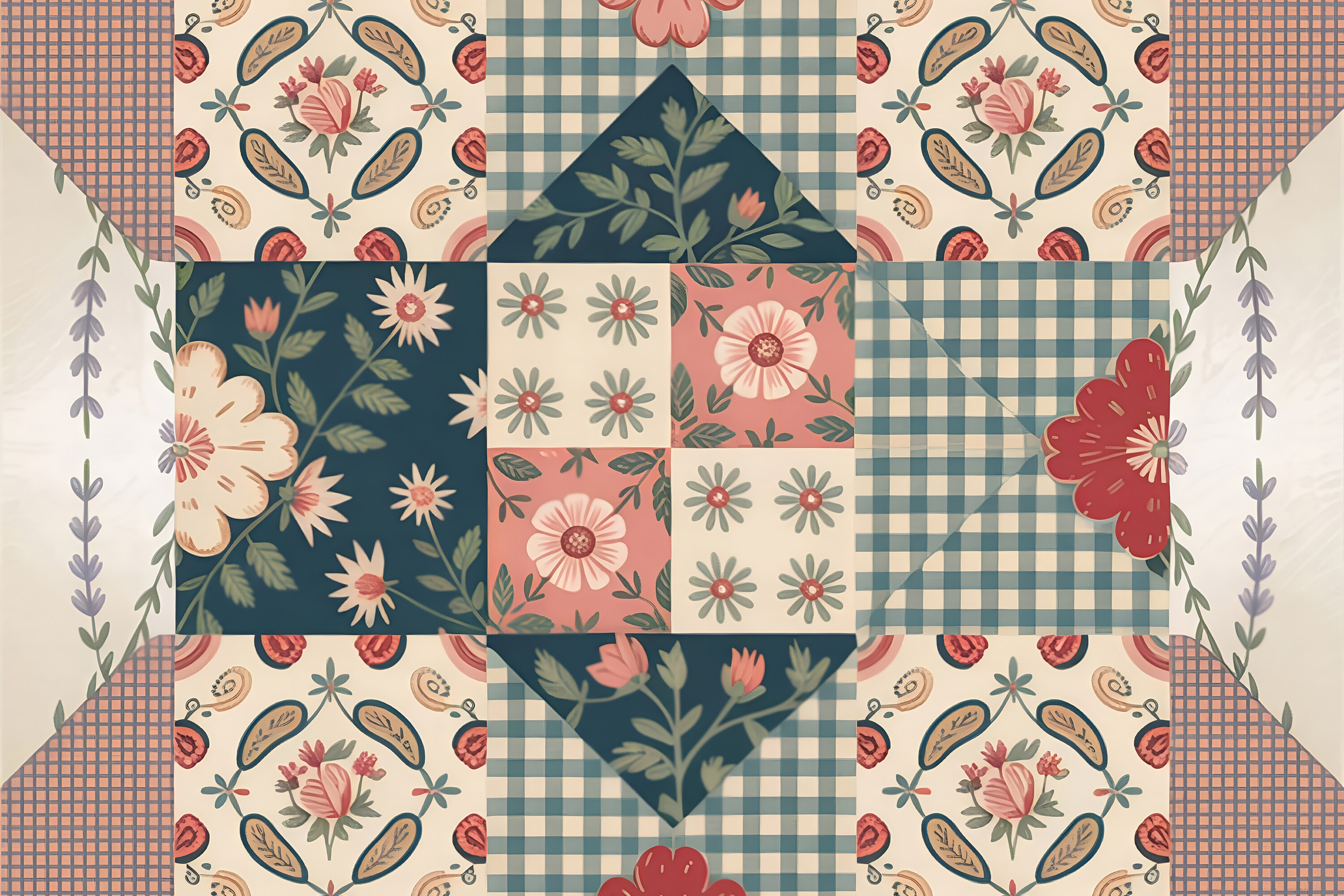 Grandmillennial Patchwork Floral Art